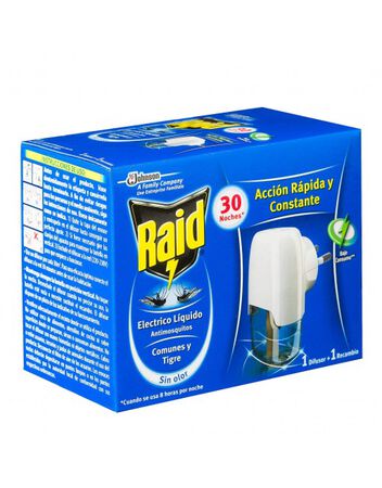 Insecticida eléctrico aparato + Recambio Raid líquido sin olor