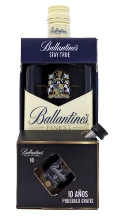 Whisky con miniatura de Ballantines 10 a&ntilde;os Ballantines 70 cl