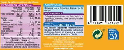 Huevos de gallinas sueltas en el gallinero Alipende 12u "clase l"