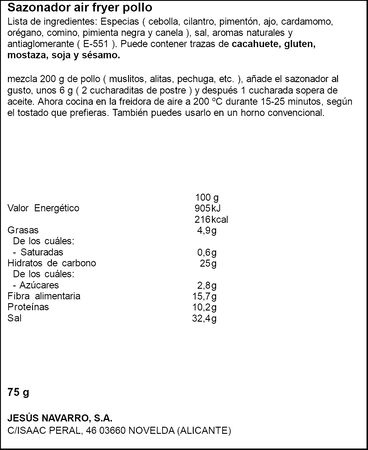 Sazonador para airfryer para pollo Carmencita 75g