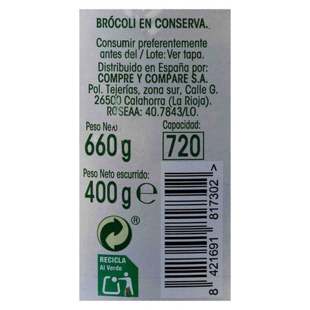 Brócoli sin gluten Alipende tarro de cristal 400g