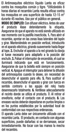 Insecticida el&eacute;ctrico recambio Lanta para mosquitos