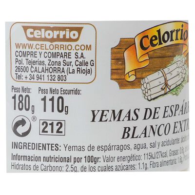 Yemas esp&aacute;rragos Celorrio 110g 6/12