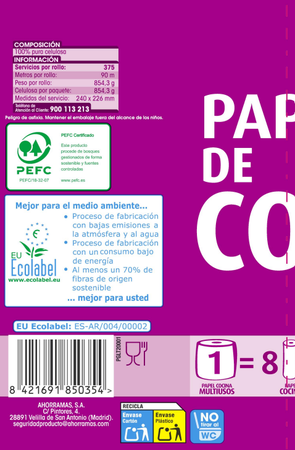 Papel de cocina en rollo Lanta 375 servicios multiusos