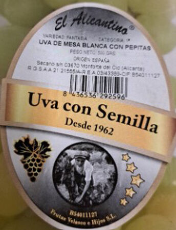 Uva blanca con semilla bandeja 500g