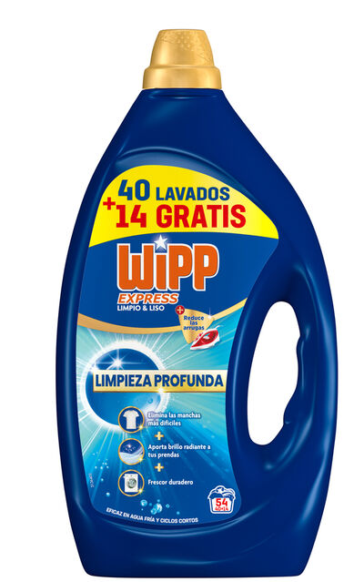 Detergente l&iacute;quido limpieza profunda Wipp Express 40+14 lavados 