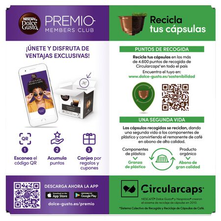 Café descafeinado leche nescafé Dolce Gusto 16 cápsulas