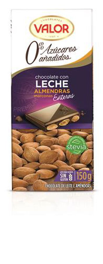 Chocolate con almendras marconas s/gluten s/azúcar añadido Valor 150g