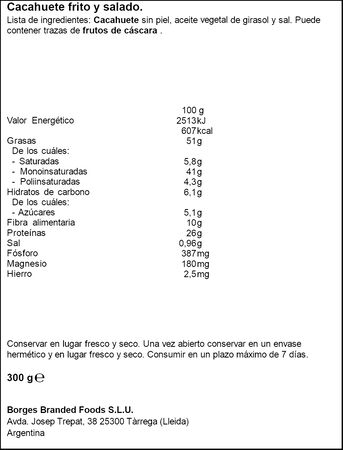 Cacahuete pelado frito Borges 300g