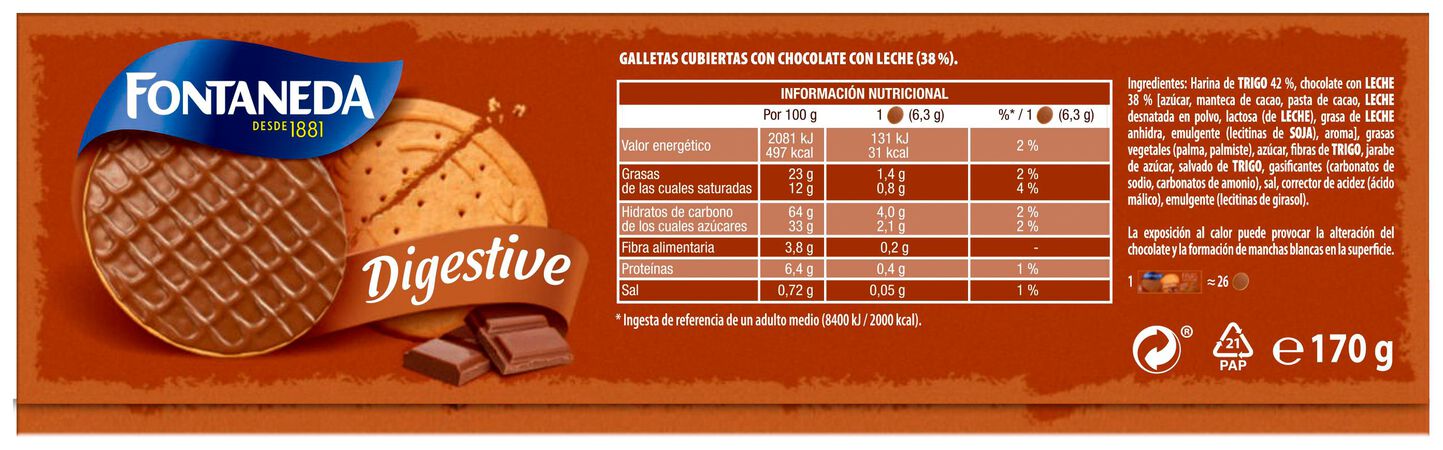 Galletas de chocolate finas Fontaneda 170g