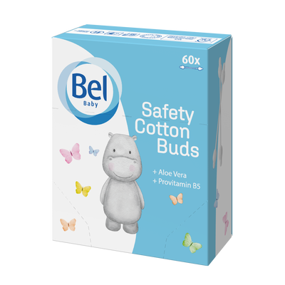 Bastoncillo de seguridad con punta de algod&oacute;n 100% Bel Baby 60u