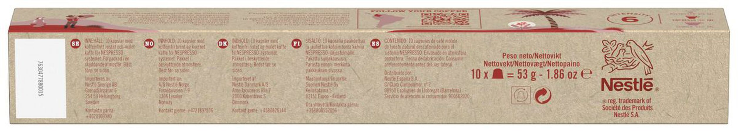 Café descafeinado origen colombia Nescafé 10 cápsulas intensidad 6