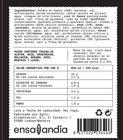 Ensaladilla rusa gourmet Ensalandia 450g