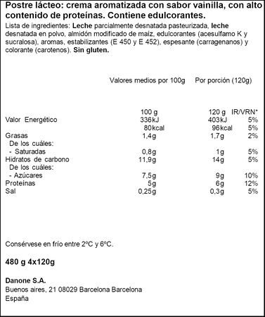 Natillas proteinas Danone Pack 4 Vainilla