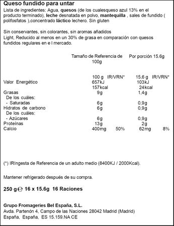 Quesito light con sabor suave y cremoso La Vaca Que R&iacute;e 16 unidades azul