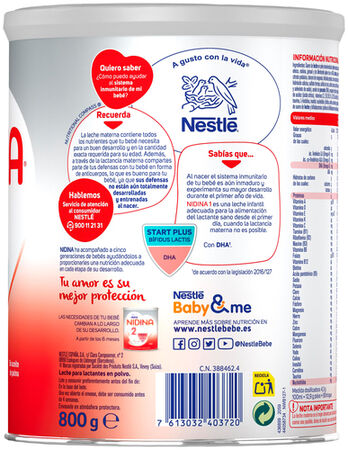 Leche infantil en polvo Nidina 1 Nestl&eacute; 800g