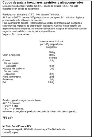 Patata mini con salsa bravas McCain 750 g