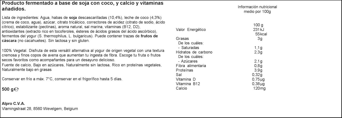 Postre de soja Alpro 500g coco