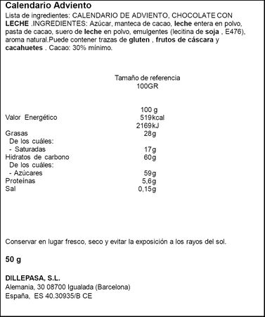 Calendario Adviento Merry Christmas 50g