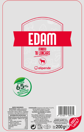 Queso edam en lonchas Alipende 200g