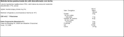 Café latte Kaiku 230ml descafeinado