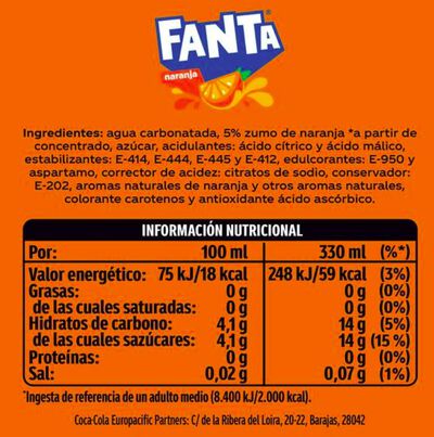 Refresco fanta naranja 500ml