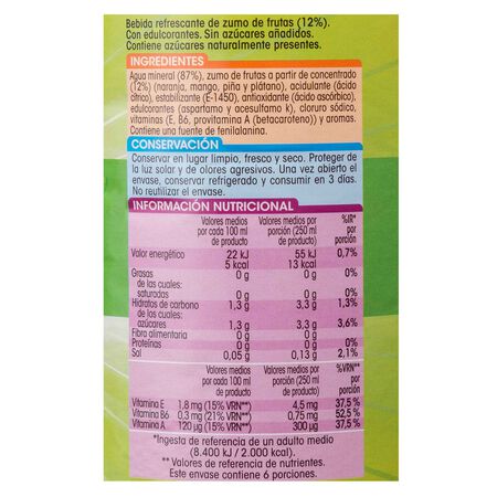 Refresco sin gas Alipende sin azúcar añadido botella 1,5l tropical