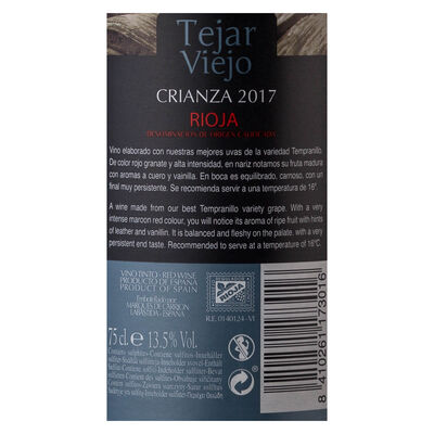 Vino tinto DO Rioja Tejar Viejo crianza