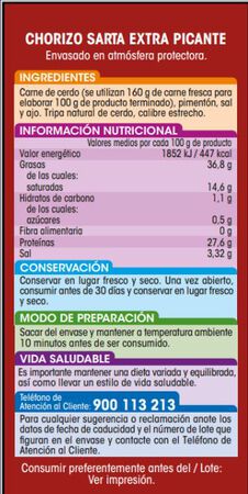 Chorizo sarta picante Alipende pieza 280g