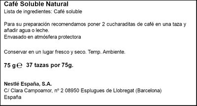 Café soluble natural Nescafé 75g