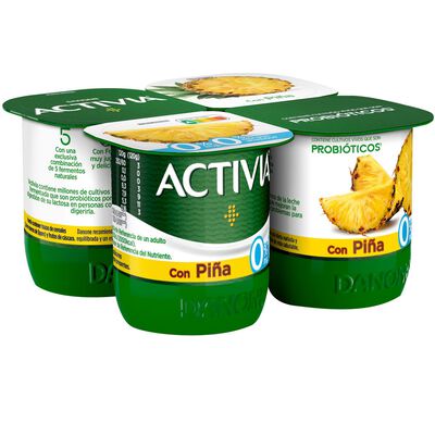 Bífidus probiótico Activia desnatado 0% materia grasa pack 4 piña