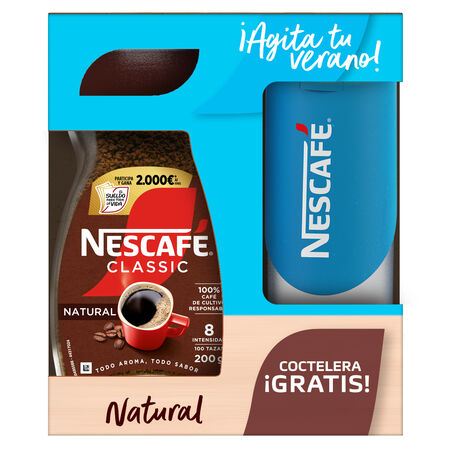 Café soluble natural Nescafé 200g regalo coctelera