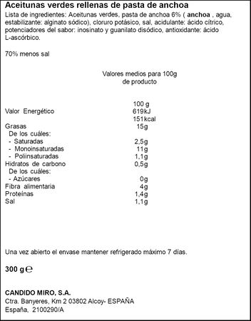 Aceitunas rellenas anchoa Serpis 130g