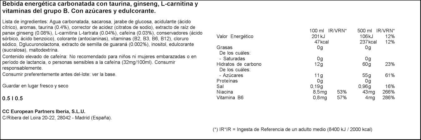 Bebida energética Monster 50cl green taurina ginseng