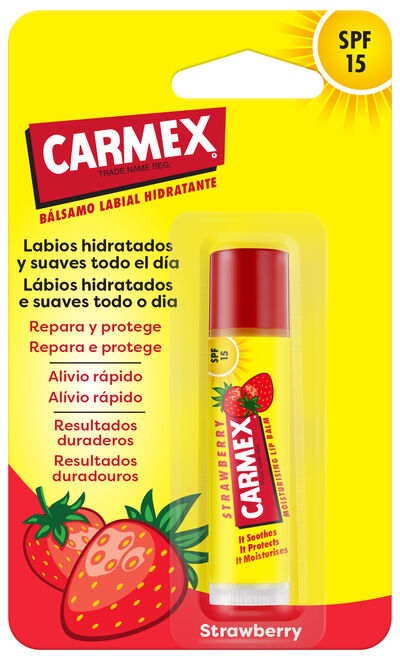 B&aacute;lsamo labial stick Carmex 4.25g fresa f15
