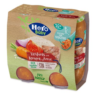 Tarro Hero Baby verduras con ternera y arroz desde 10 meses pack 2