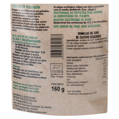 Semillas de ch&iacute;a Bio Ecocesta 160g