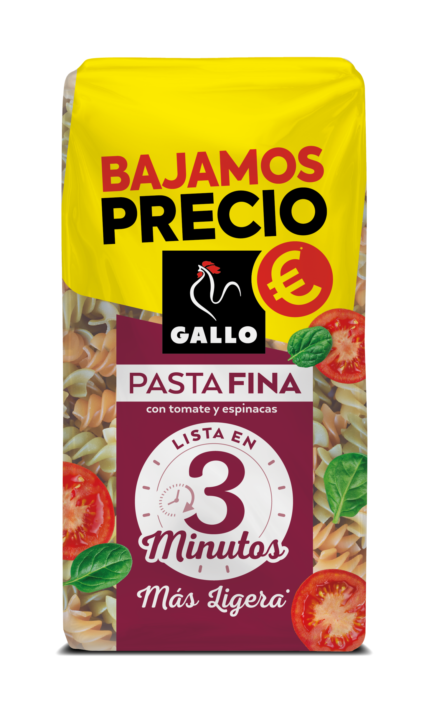 Hélices pasta fina con vegetales tomate y espinacas Gallo 400g
