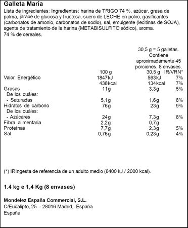 Galleta La Buena Maria Fontaneda 1,4kg
