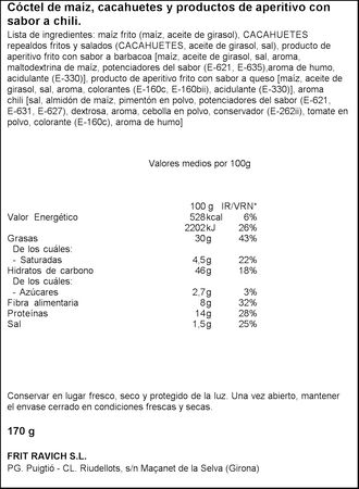 Cóctel de frutos secos con chili Frit Ravich 170g