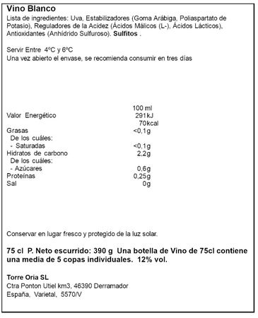 Vino TORRE ORIA Chardonnay