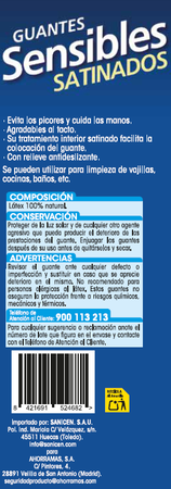 Guantes satinados Lanta sensibles talla grande