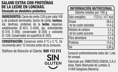 Salami en lonchas calidad extra Alipende pack 4 de 50g