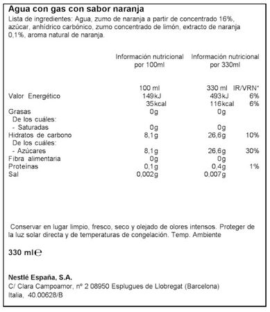 Agua con gas San Pellegrino Naturali Refresco Naranja lata 330ml
