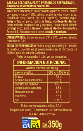 Lasa&ntilde;a bolo&ntilde;esa Alipende 350g