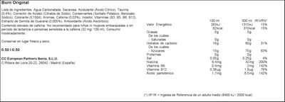 Bebida energ&eacute;tica Burn 50cl