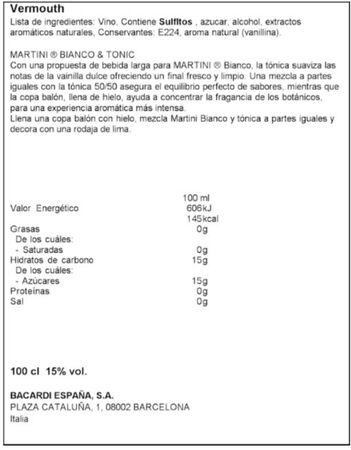 Vermouth Blanco Martini 1L + copa