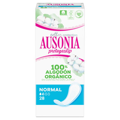 Protegeslip Ausonia 28 uds 100% algodón orgánico normal