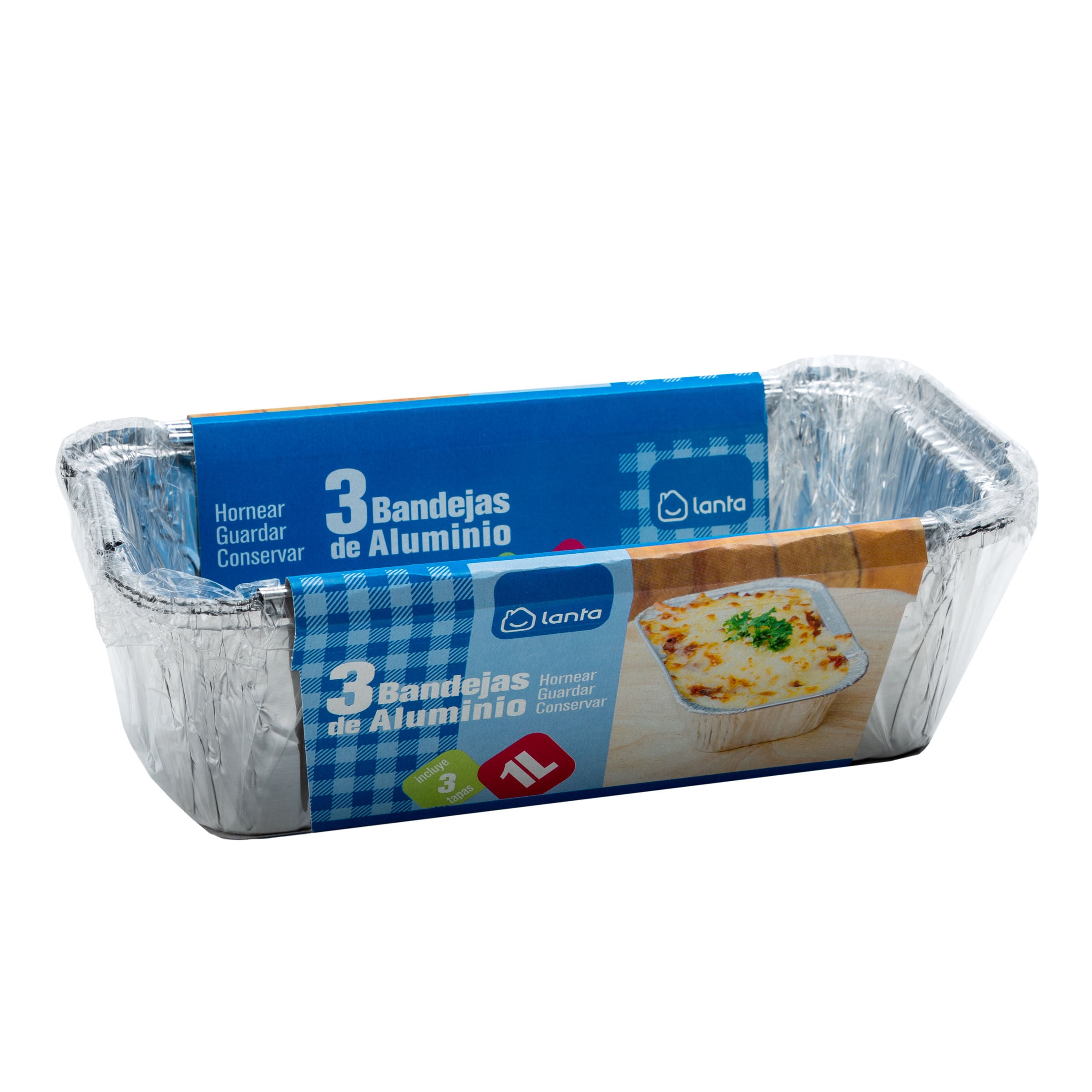 Bandeja de aluminio Lanta 1l pack3