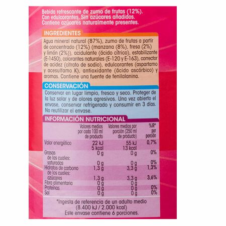 Refresco fresa Alipende botella 1,5l zero